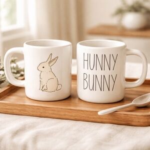 Rae Dunn “HUNNY BUNNY” Mug With Bunny Image Double Sided HTF